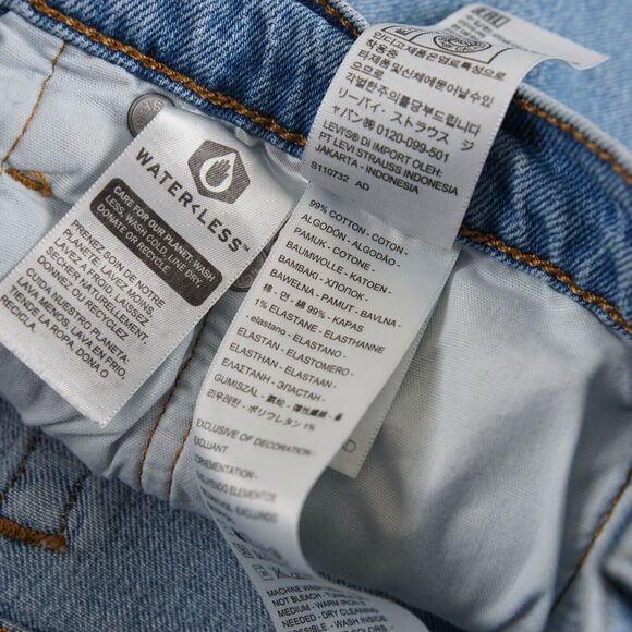 Levis 501 Original Fit High Rise Light Wash Distressed Blue Denim Shorts Sz 31 - Picture 8 of 10